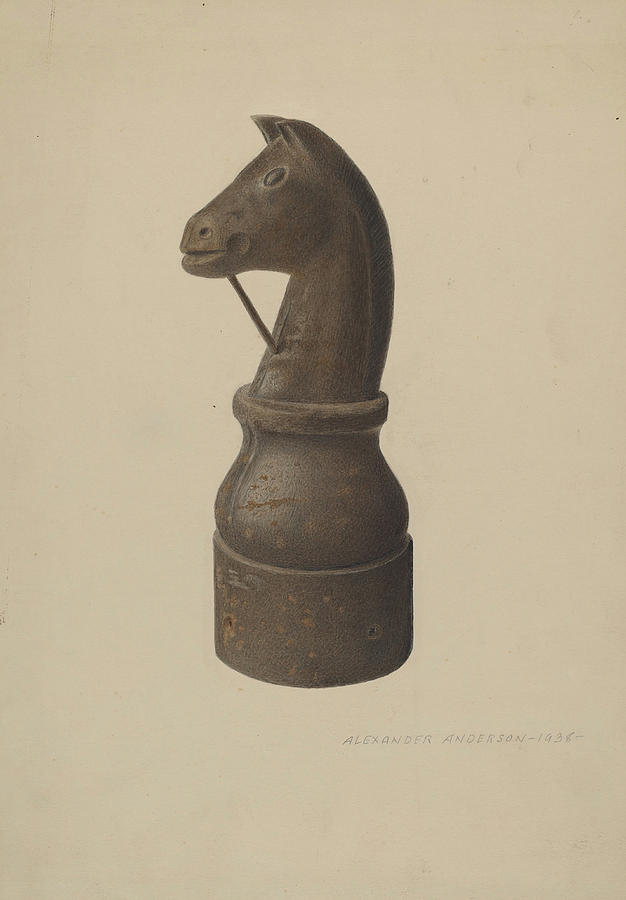 Horse Head Hitching Post Drawing by Alexander Anderson