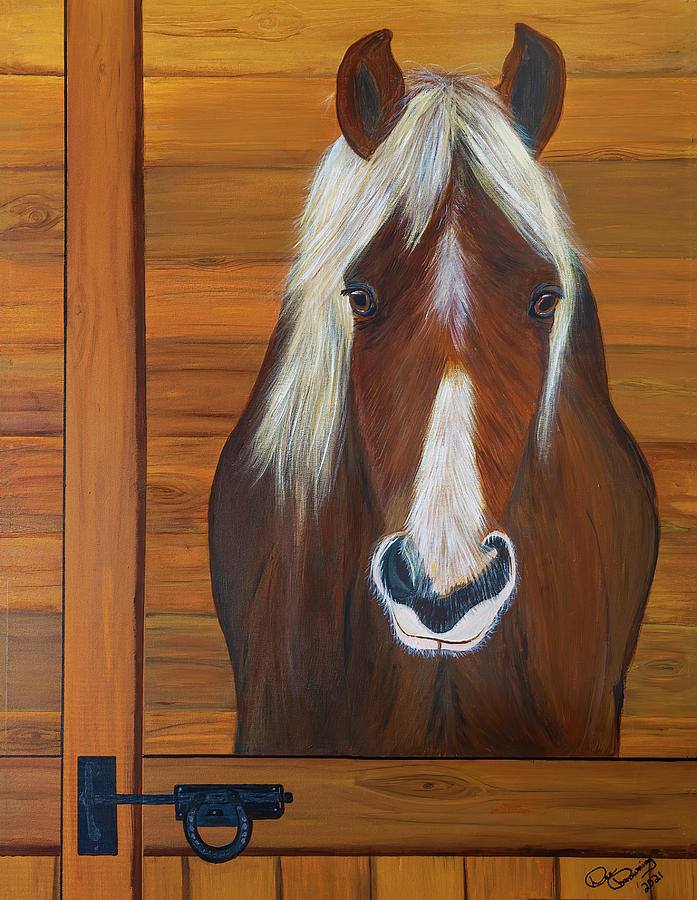 Horse In His Barn Stall Painting by Dee Browning