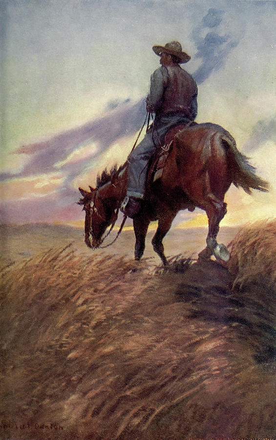 Horse in Sunset from Winston of the Prairie 1907 Painting by William Herbert Dunton