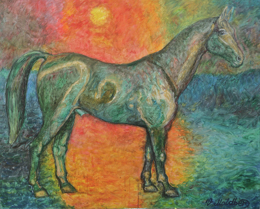 Horse Painting - Horse in Sunset by Vibeke Moldberg Horse Painting - Horse in Sunset by Vibeke Moldberg