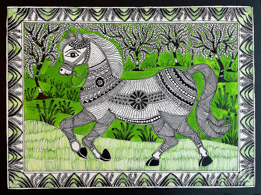 Horse In the Forest Painting by Jyotika Shroff