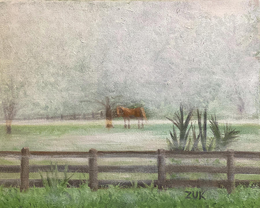 Horse In The Mist Painting by Karen Zuk Rosenblatt