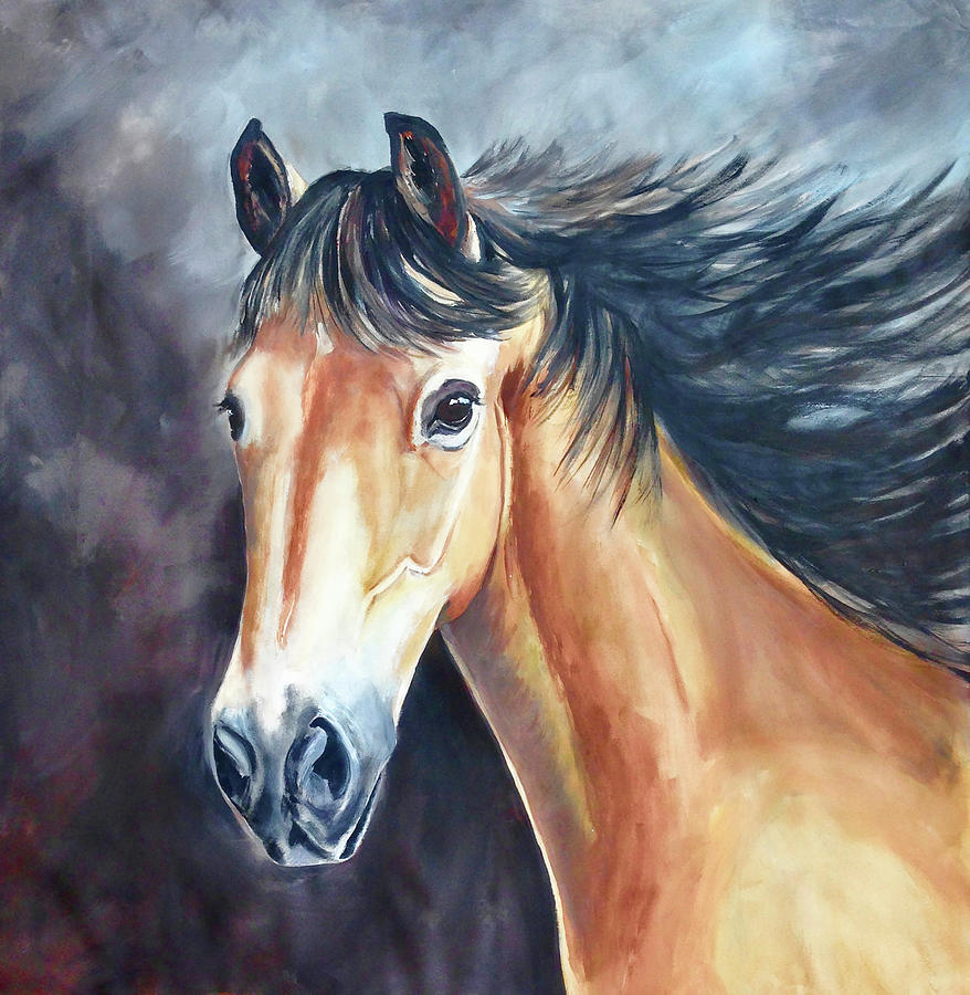 Horse in the Wind Painting by Brenda Lannis - Fine Art America