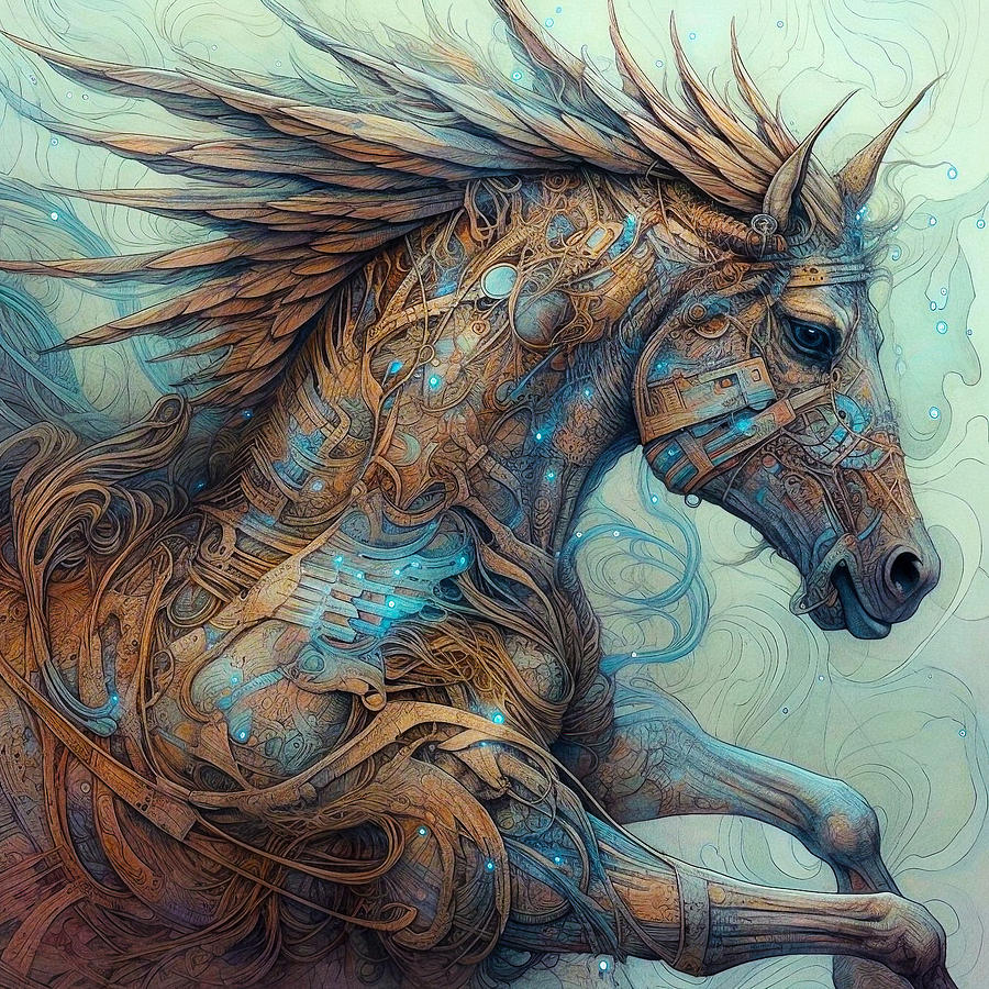 Horse inspired illustration 7 Digital Art by Jim Brey - Pixels