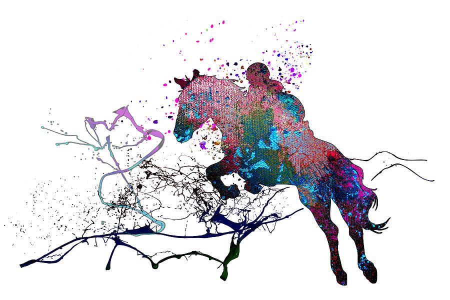 Horse Jumping Passion Painting by Miki De Goodaboom