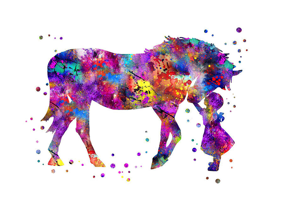 Horse Little Girl And Horse Digital Art By Rowlette Nixon