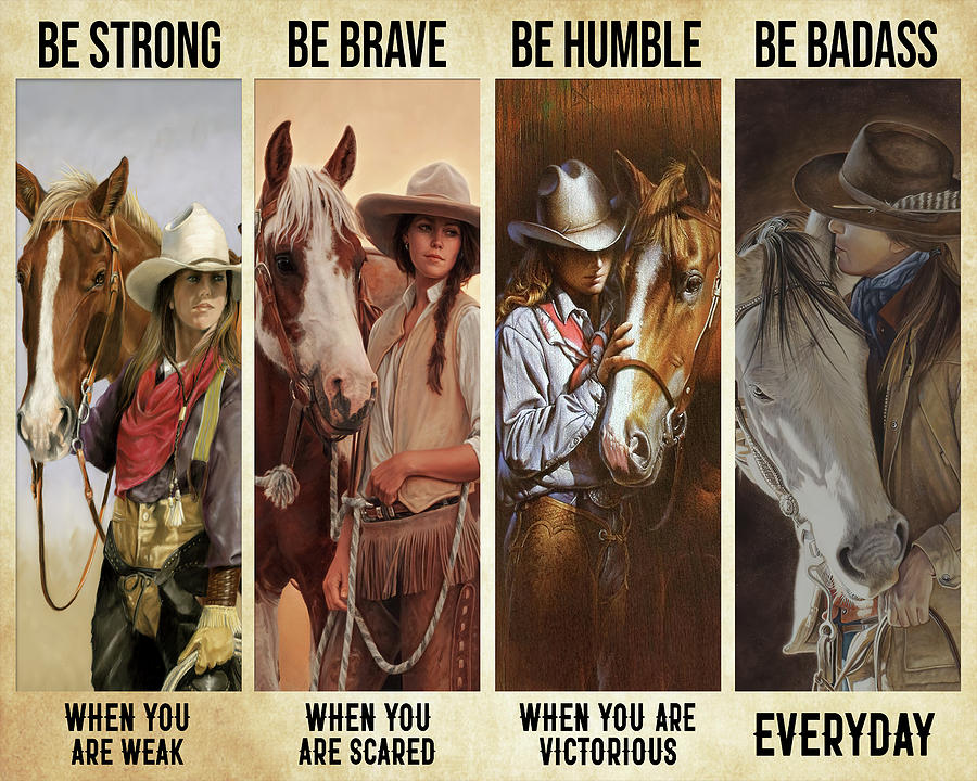 Horse Loves Cowgirls Canvas Poster Digital Art