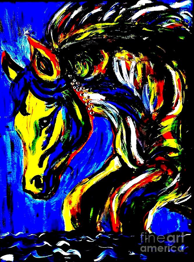 Horse Painting - Horse of Many Colors by Diane Stockard