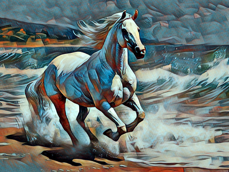 Horse on Beach Painting by Tony Rubino