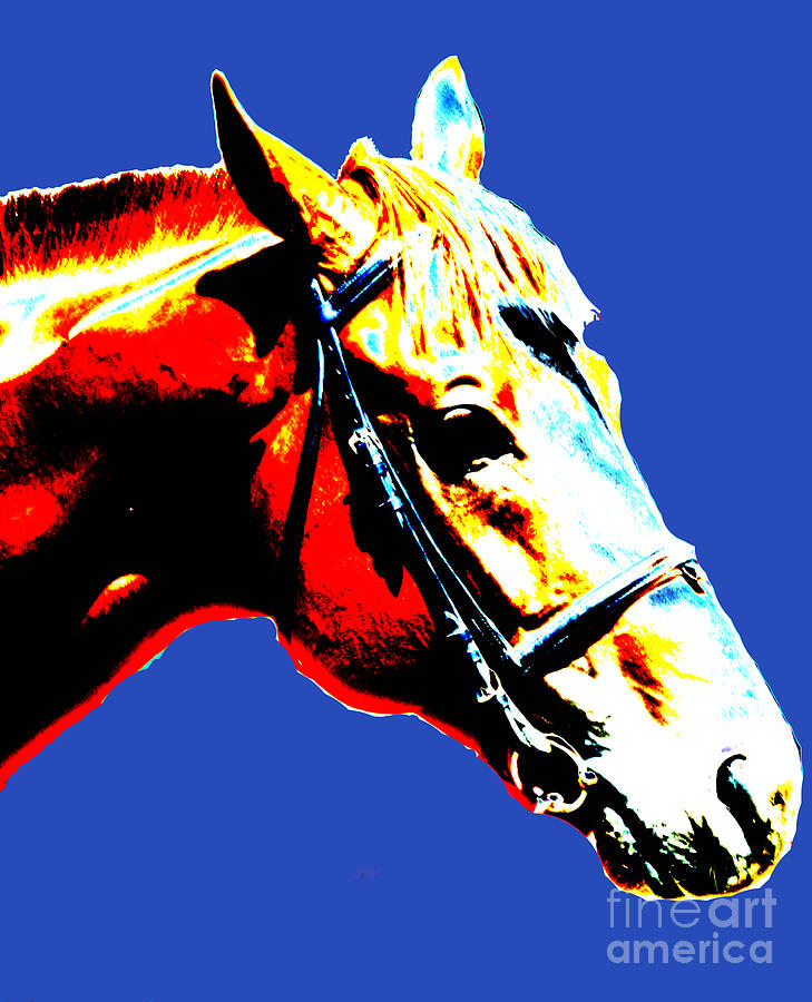 Horse on blue background Digital Art by Ivan Kostrykin - Pixels