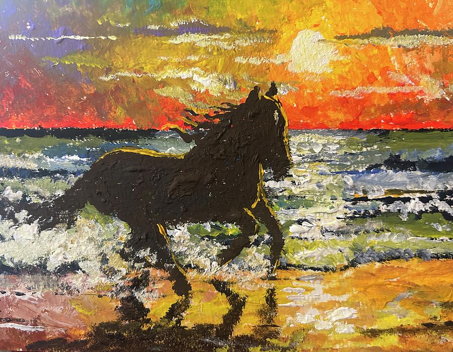 Horse On The Beach Painting by Larry Whitler Horse On The Beach Painting by Larry Whitler