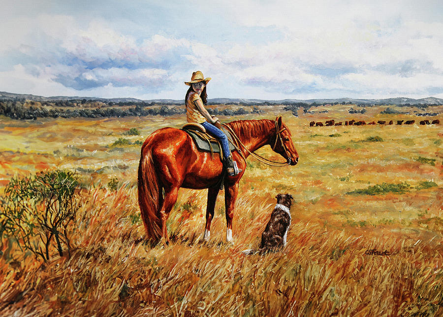 Horse Painting - Horse Painting - Waiting for Dad by Crista Forest
