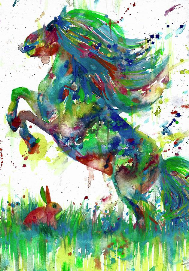HORSE and RABBIT Painting by Fabrizio Cassetta