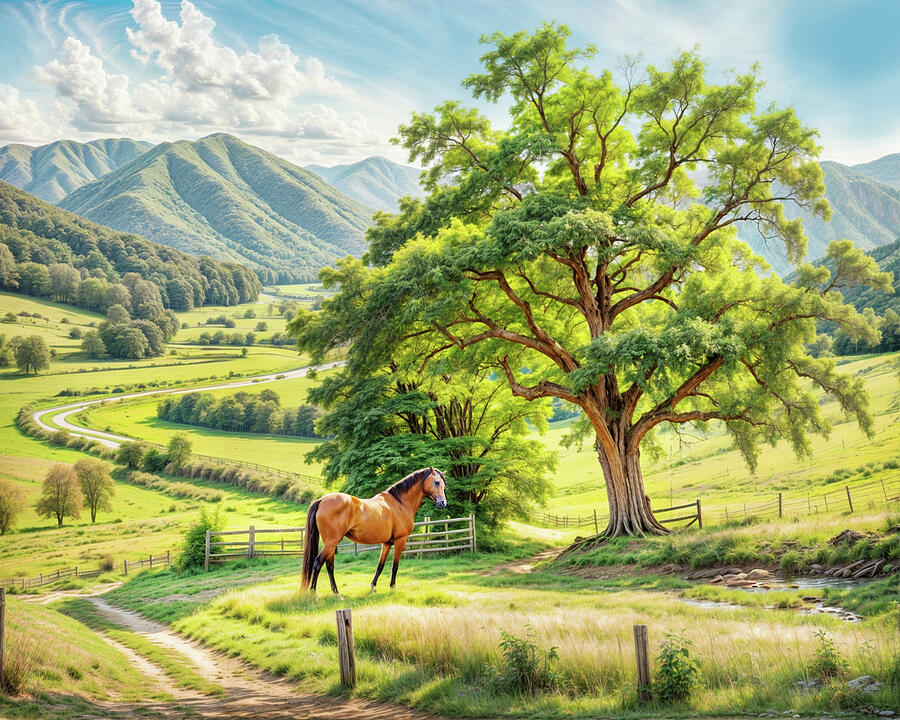 Horse Pasture 2 Digital Art by Frances Miller