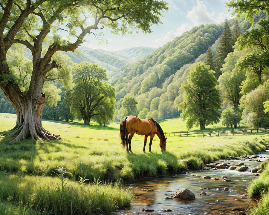 Horse Pasture Digital Art by Frances Miller