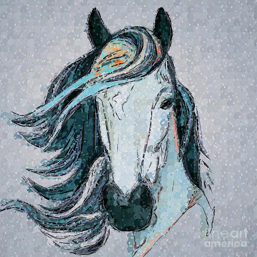 Horse Portrait - Abstract Artwork 1 Digital Art by Philip Preston
