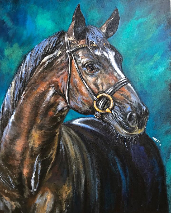 Horse portrait Painting by Alban Dizdari