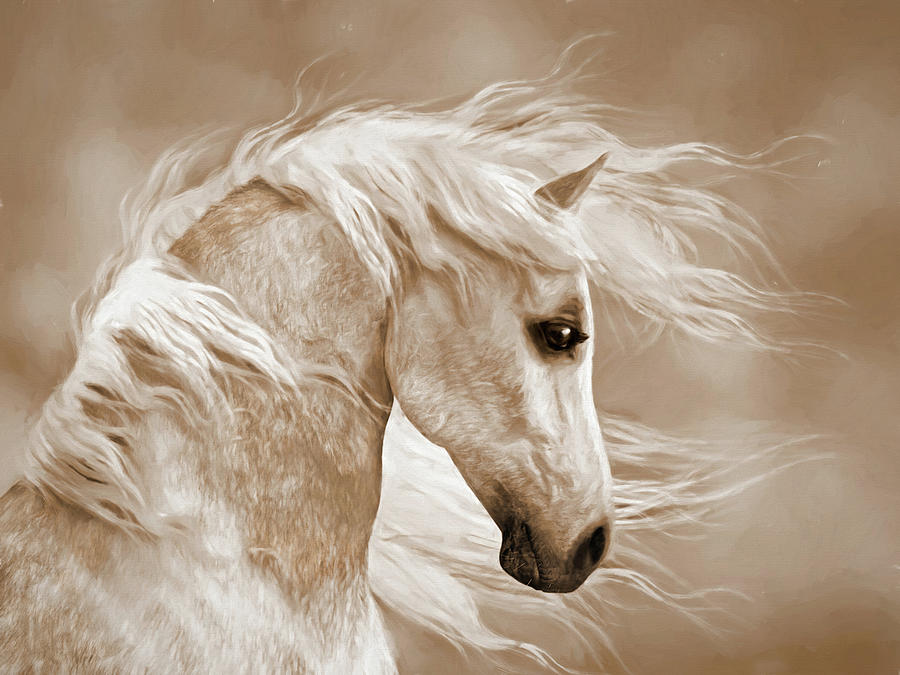 Horse Portrait - sepia Digital Art by Steve Ladner