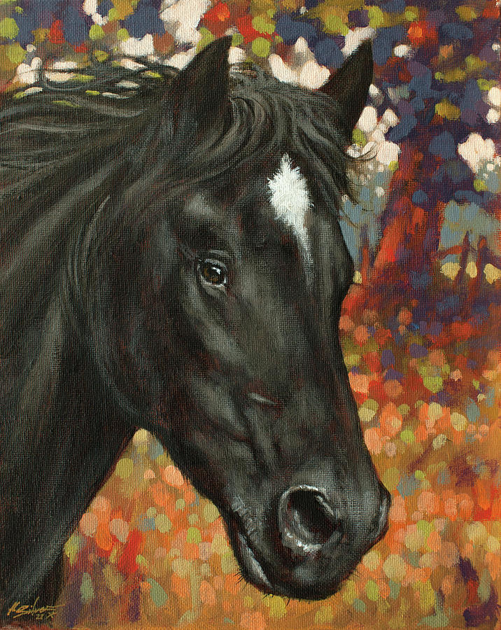 Horse portrait W726 Painting by John Silver