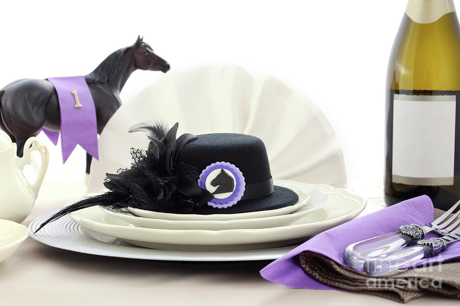 Horse Race Day Ladies Luncheon table setting.  Photograph by Milleflore Images