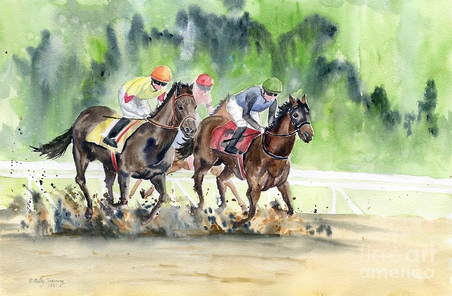 Horse Racing 2 Painting by Melly Terpening