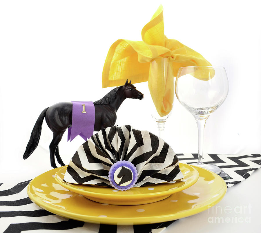 Horse racing carnival event luncheon table place setting Photograph by Milleflore Images