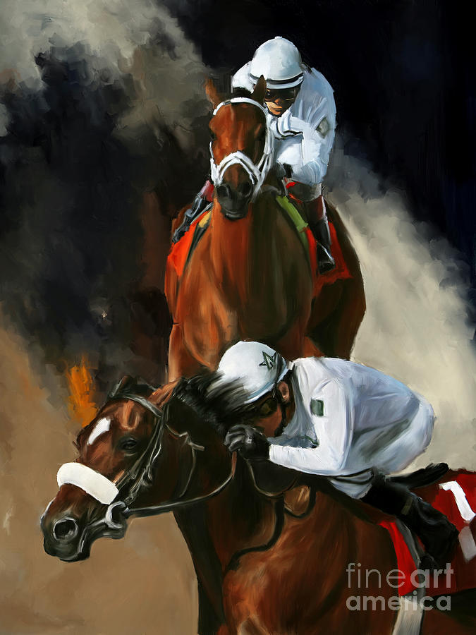 Horse racing for wining title Painting by Gull G