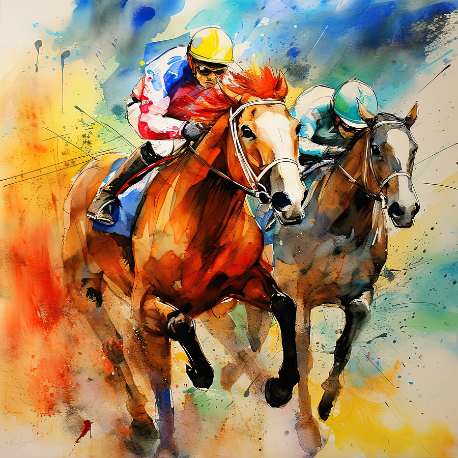 Horse Digital Art - Horse Racing II by Lourry Legarde