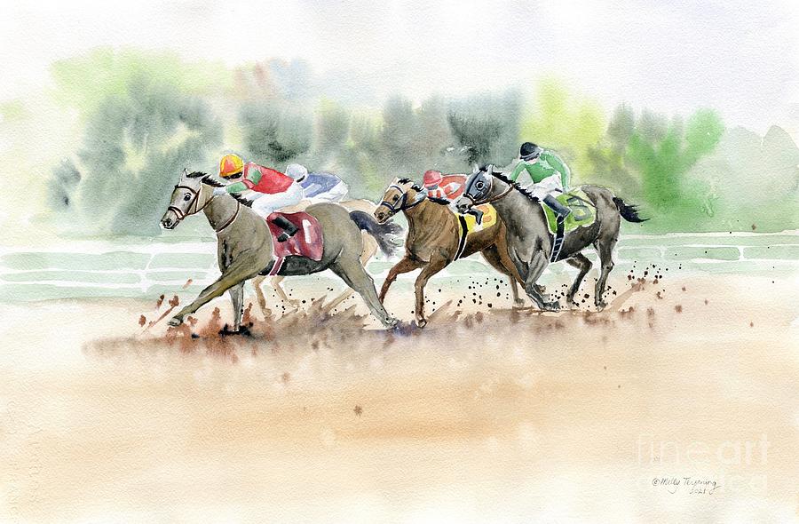 Horse Racing Painting by Melly Terpening