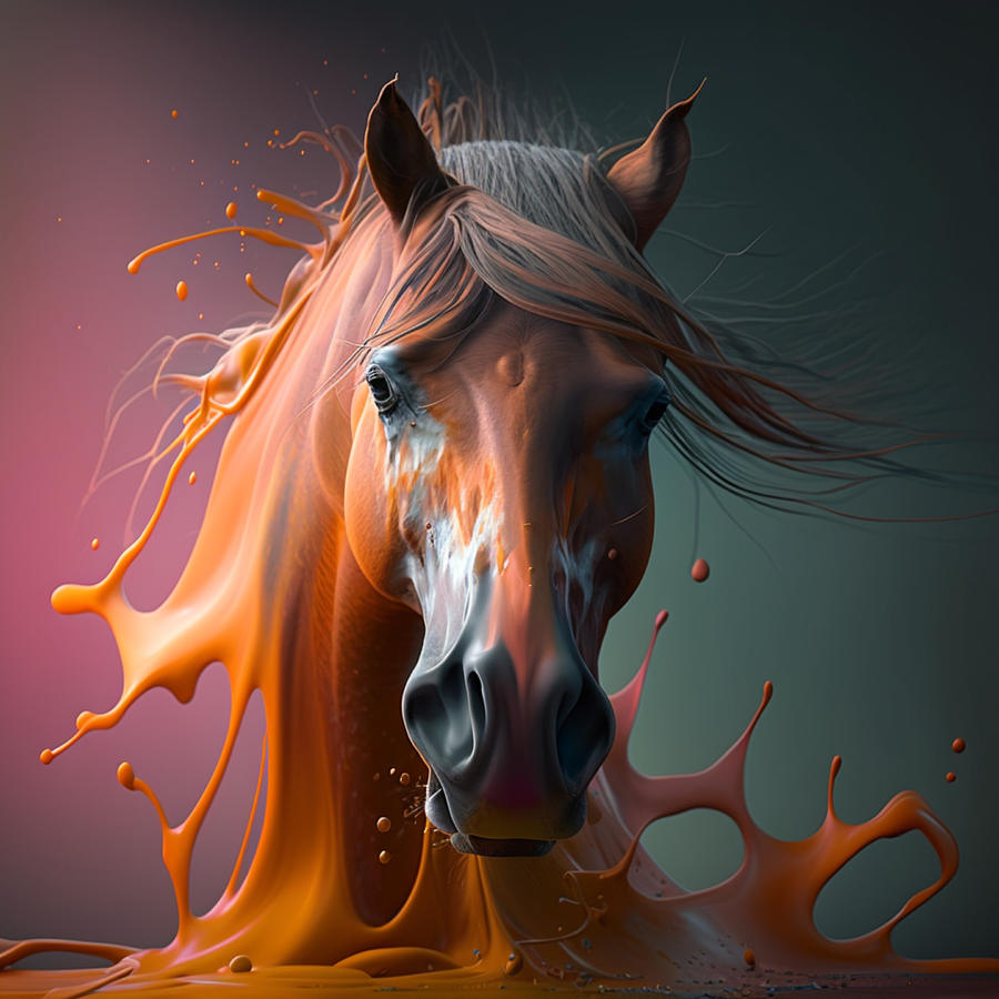 Horse Splash of Deep Color Digital Art by Deena Baker Fine Art America