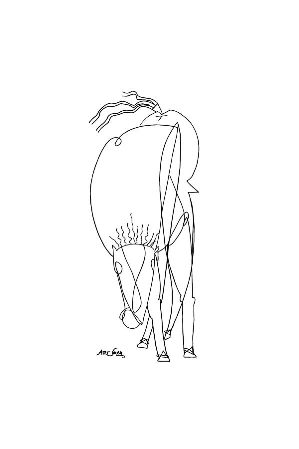 Horse Walking With Head Down, 1030, 27 x 40, Ink On Paper, ArtGuru