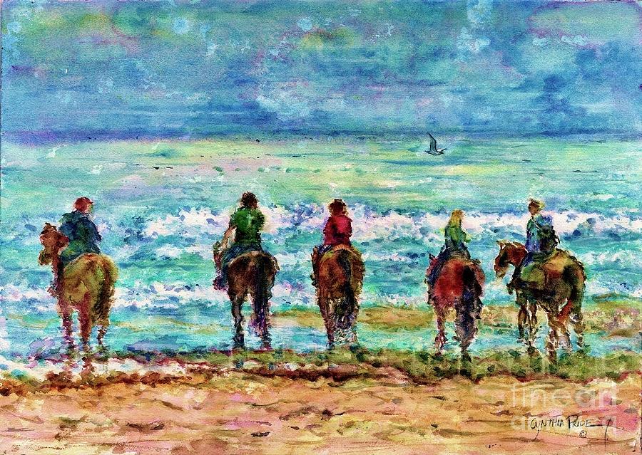 Horse Painting - Horseback Beach Memories by Cynthia Pride