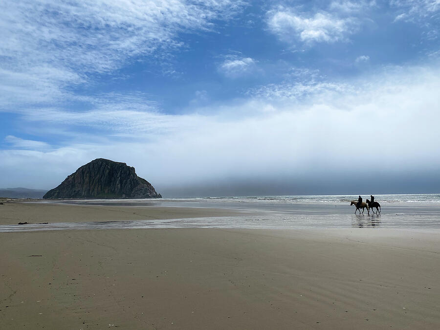 Horseback Riders at Morro Rock Photograph by Matthew DeGrushe