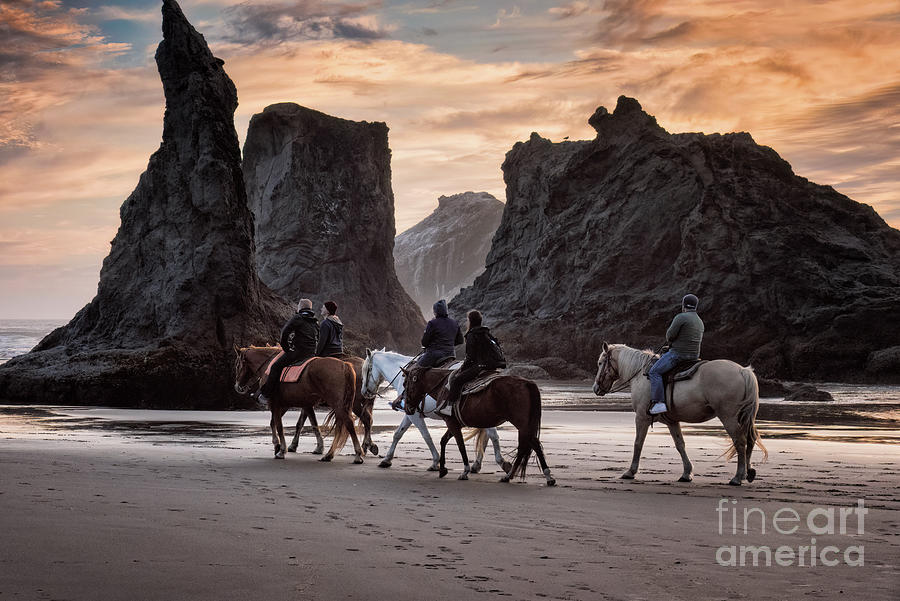 Horseback Riding On Bandon Beach Photograph by Al Andersen