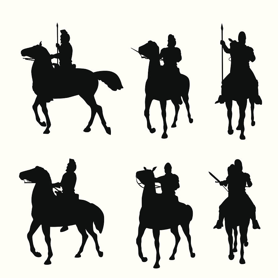 Horseback Vector Silhouette Drawing by A-Digit