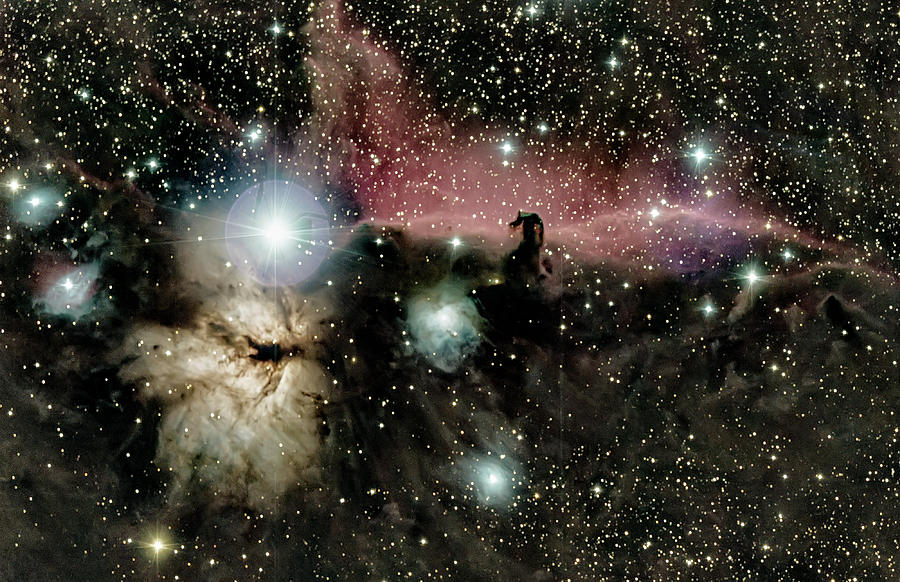 Space Photograph - Horsehead and flame nebulae by Nunzio Mannino