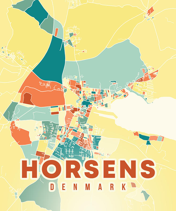 Horsens Denmark Map Digital Art by Alexandru Chirila | Pixels