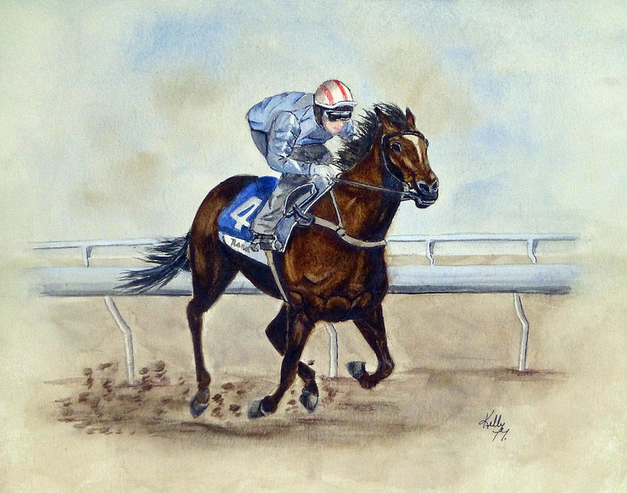 Horserace  Painting by Kelly Mills