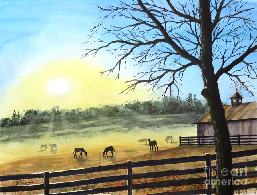 Horses at Sunrise Painting by Joseph Burger