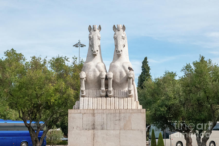 Horses, equestrian statue, Belem, Lisbon n1 Photograph by Ilan Rosen