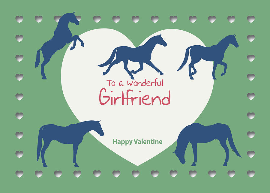 Horses Hearts Wonderful Girlfriend Valentine Digital Art by Jan Keteleer