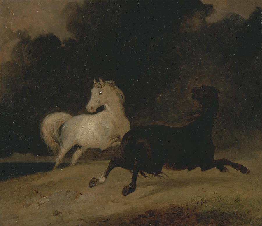 Horses in a Thunderstorm Painting by Thomas Woodward