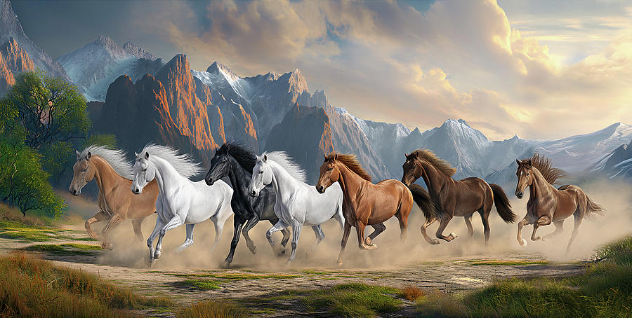 Horses in the Mountains Photograph by Bess Hamiti