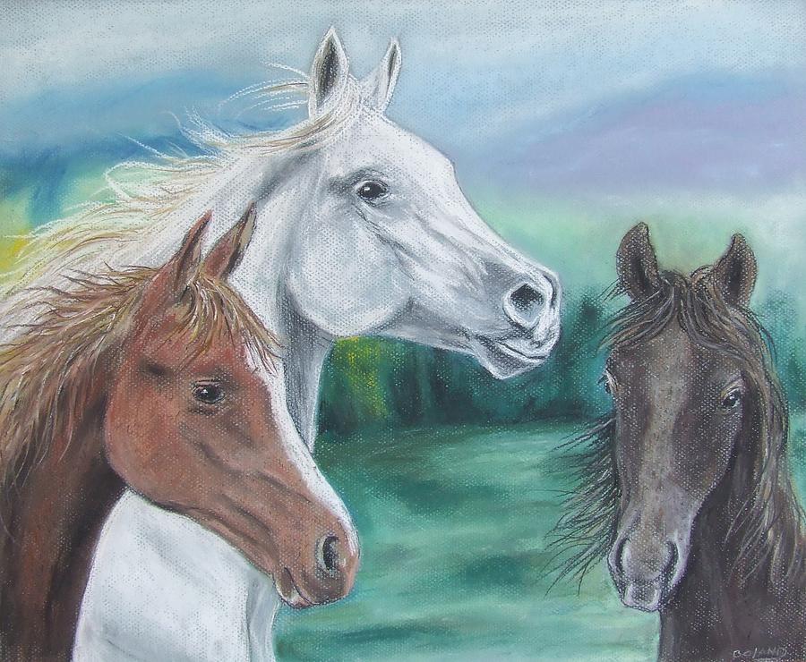 Horses Pastel by James Boland