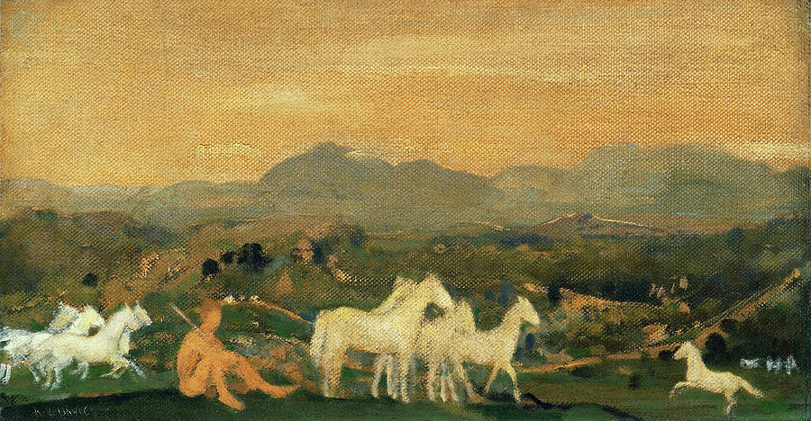 Horses of Attica - Digital Remastered Edition Painting by Arthur Bowen Davies