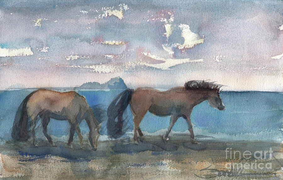 Horses of Santa Cruz Island 25 Painting by Sandra Stone Fine