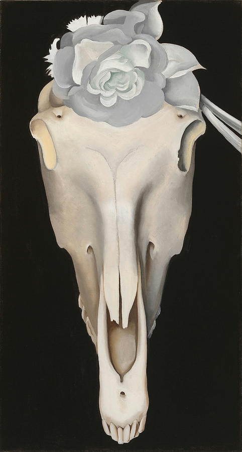 Horses Skull with White Rose Painting by Georgia OKeeffe