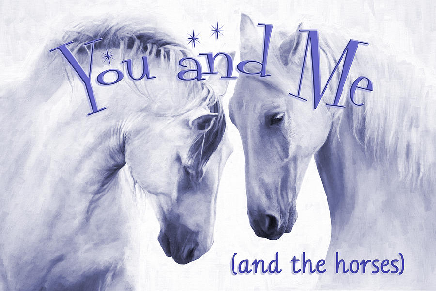 Horses You and Me - duo tone blue Photograph by Steve Ladner