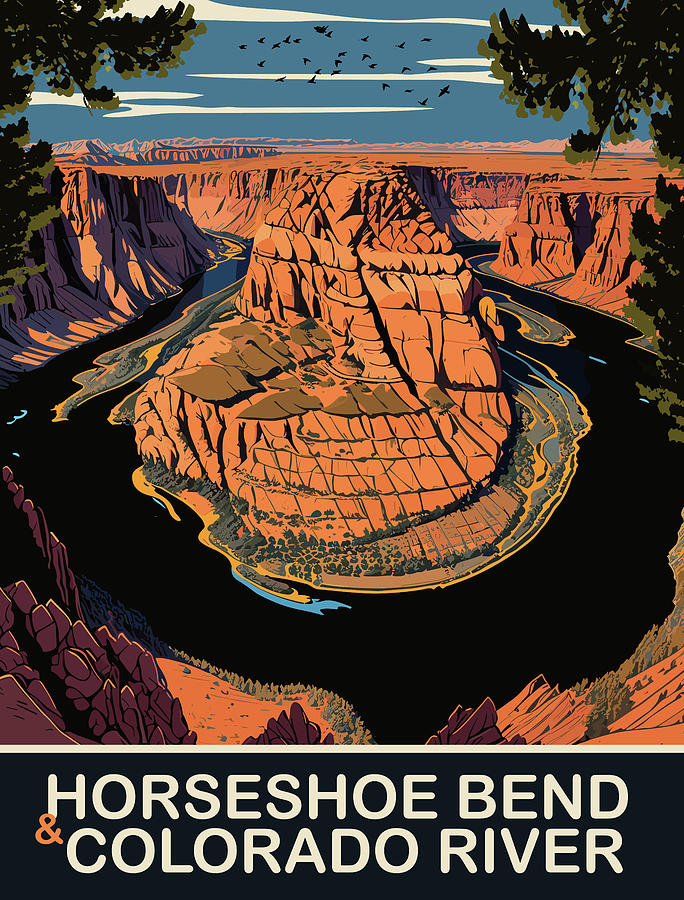 Grand Canyon National Park Digital Art - Horseshoe Bend , AZ by Long Shot