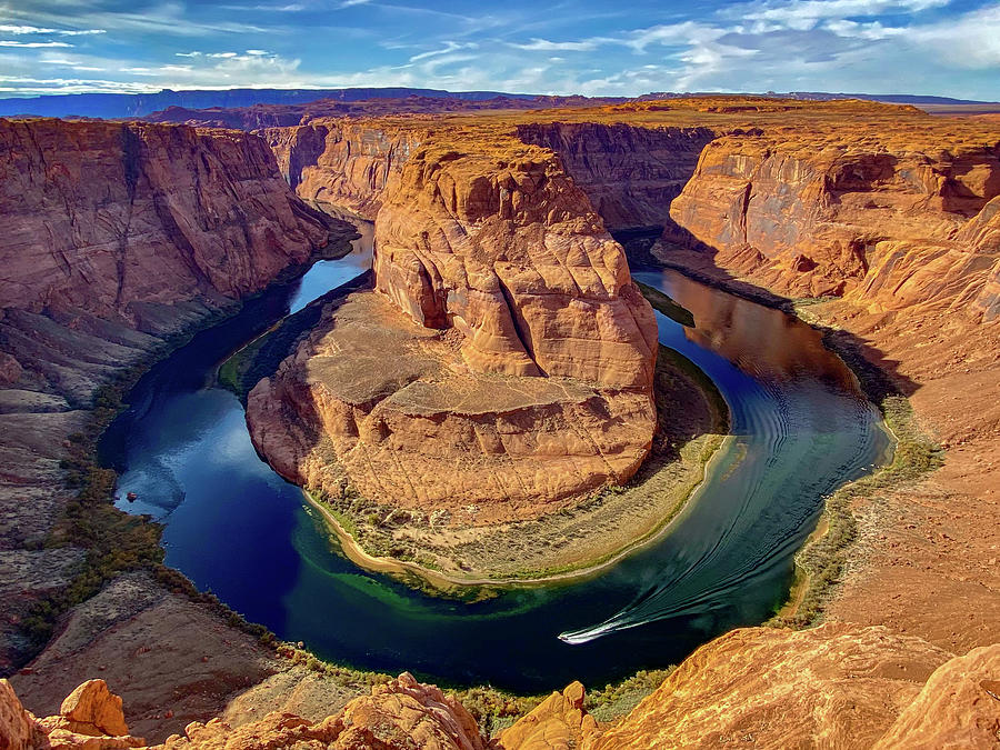 Horseshoe Bend and Boat Photograph by Tim Stanley